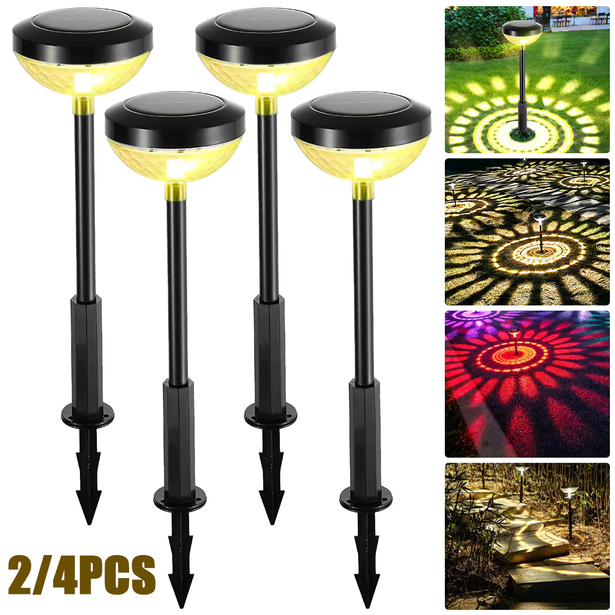 2pcs LED Solar Lawn Light Outdoor Waterproof Solar Powered LED Lighting For Garden Yard