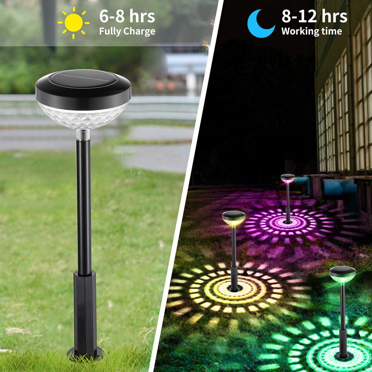 2pcs LED Solar Lawn Light Outdoor Waterproof Solar Powered LED Lighting For Garden Yard