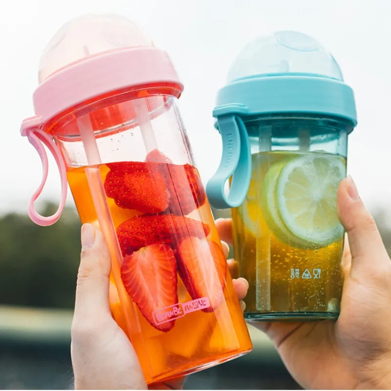 Multifunctional DIY Double Drinking Mouth Cup Double Straw Cup