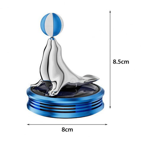 Car Solar Aromatherapy Sea Lion Rotating Vehicle Air Purifier With Long-Lasting Fragrance