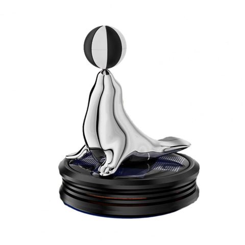 Car Solar Aromatherapy Sea Lion Rotating Vehicle Air Purifier With Long-Lasting Fragrance
