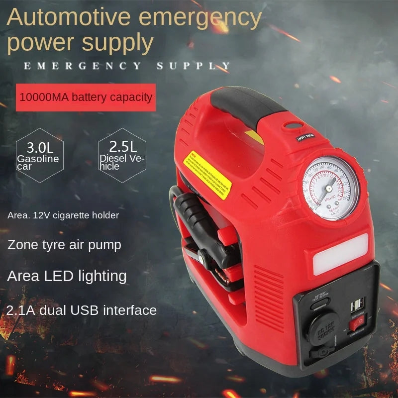 12V 300A Portable Car Jump Starter Power Bank Battery Booster Car Air Pump With USB Charger Led Light Tire Inflation
