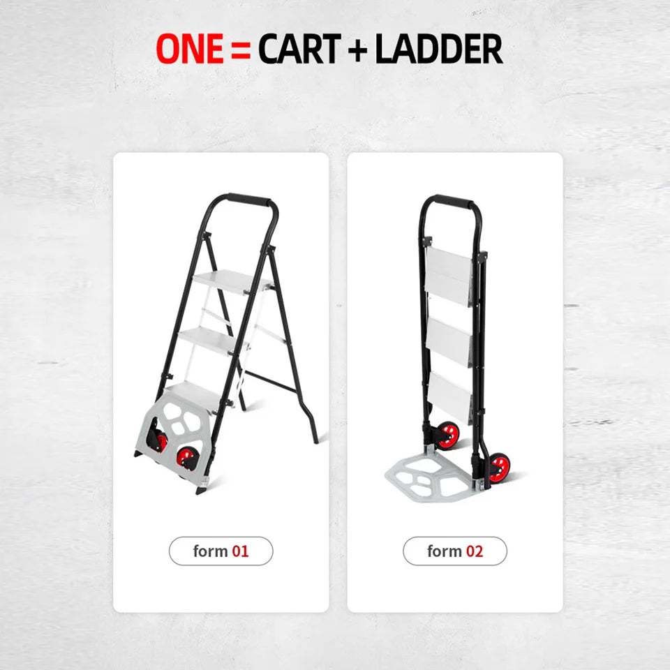 Multifunctional Folding Trolley Ladder Aluminum Alloy Car Ladder Dual Use