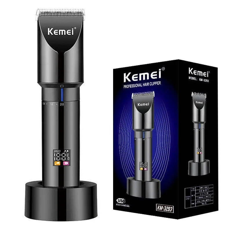 Kemei km-3293 Rechargeable Electric Hair Trimmer titanium Blade Ceramic Lcd Display