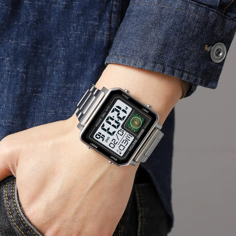 SKMEI 2033 LED Luminous Casual Square Clock reloj hombre