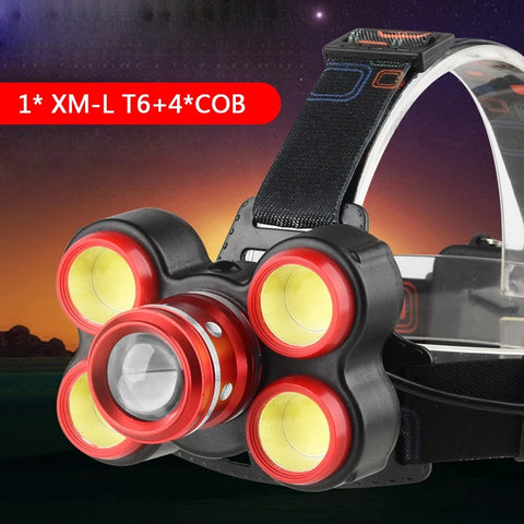 5 Light Led Headlamp Hunting Camping Emergency Headlight