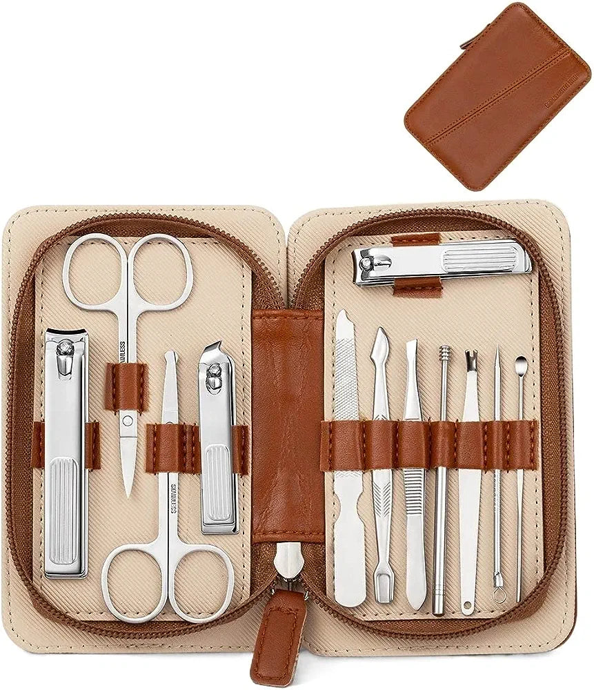 MANICURE PEDICURE KIT with Travel Case Stainless Steel Nail Care Tools Set Portable