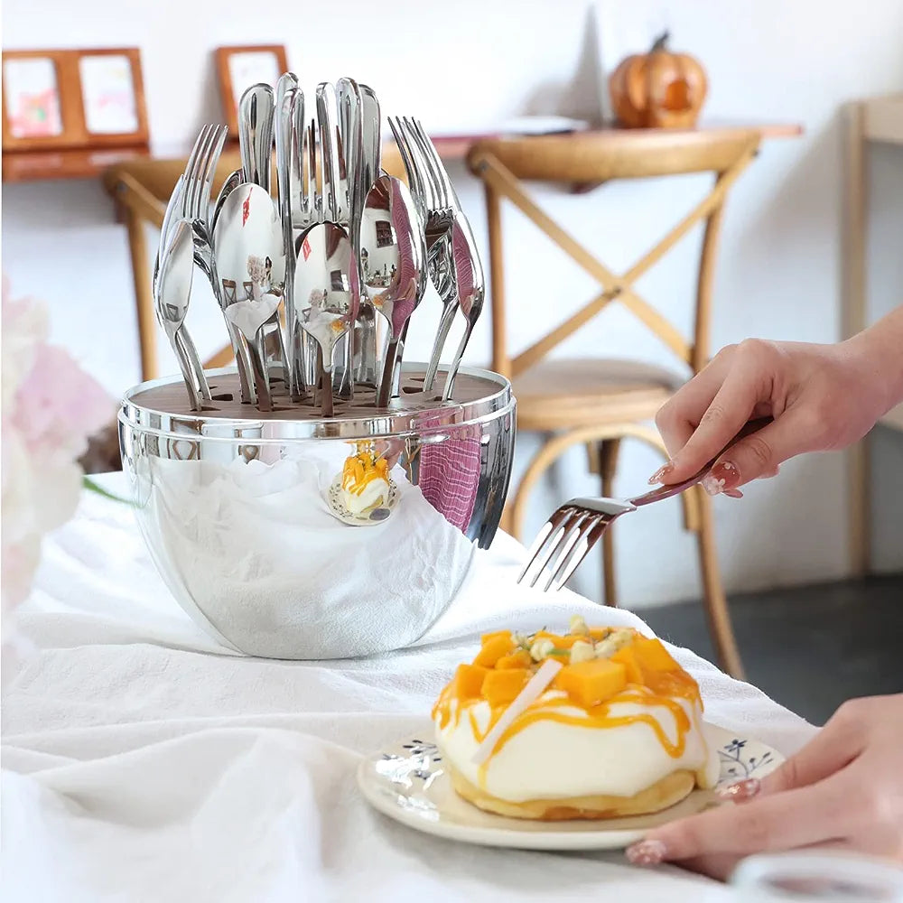 Egg Shell Cutlery for 6 People  24-Piece Stainless Steel Cutlery Set