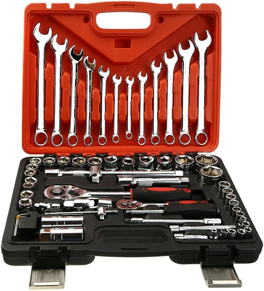 Russian 61 PCS Wrench Spanner Set Steel Auto Sleeve Combination Hardware Car Repair Tool Socket Set