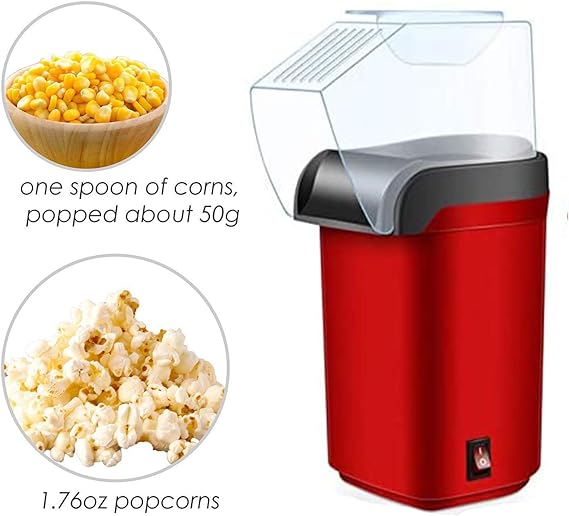 Popcorn Maker 1200W Household Healthy Hot Air Oil-Free Popcorn Maker