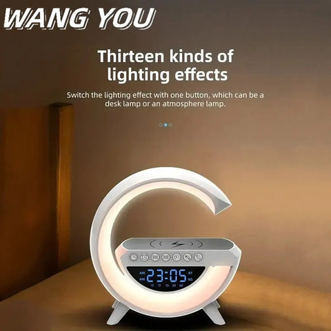 Wireless Charging Speaker| Alarm Clock | Portable Atmosphere Lamp Speaker |Dimmable Bedside Lamp Mp3 Player