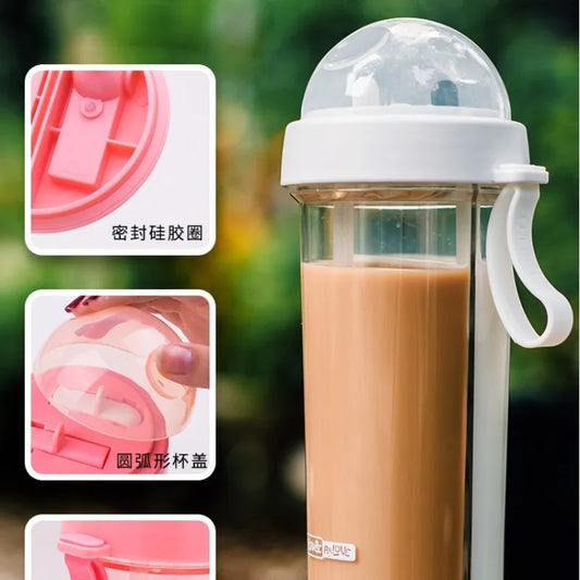 Multifunctional DIY Double Drinking Mouth Cup Double Straw Cup