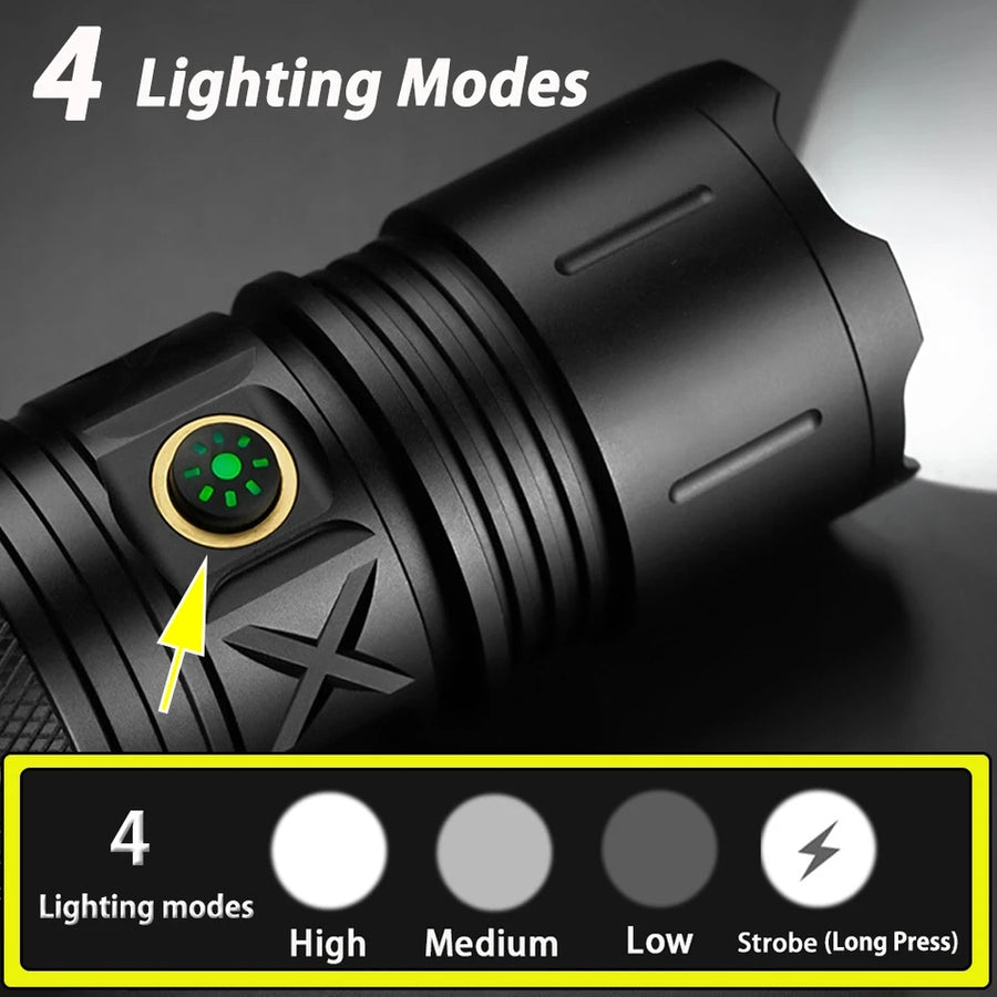 P90 Laser torch 8000 high lumens Power display Multifunction flashlights torch