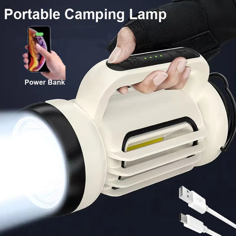 Portable Searchlight With COB Side Light Power Bank