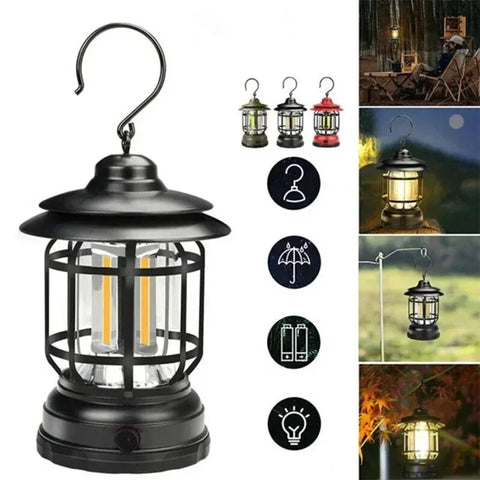 Retro Camping Lamp USB Rechargeable Lantern Camping Light