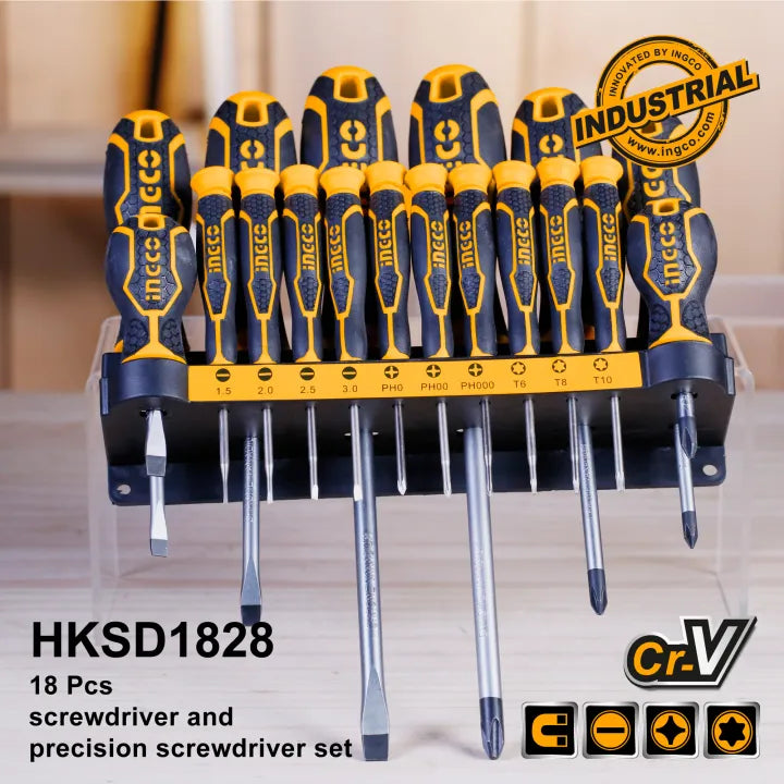 INGCO Tools Kit 18 PCS Screwdriver and Precision Screwdriver Set HKSD1828