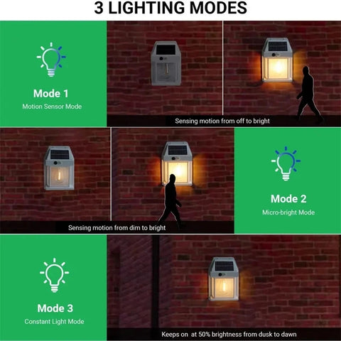 Solar Wall Lamp 3 Lighting Modes Waterproof Courtyard Garden Decoration Lantern