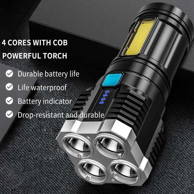 Portable Led Rechargeable Flash Light Waterproof