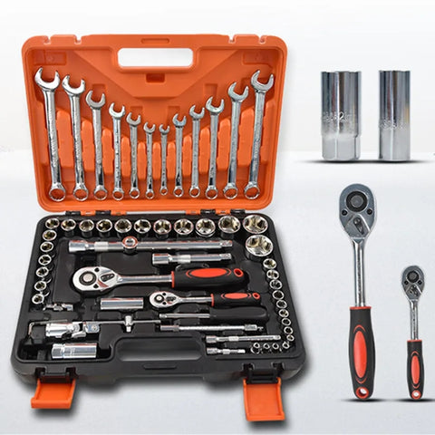 Russian 61 PCS Wrench Spanner Set Steel Auto Sleeve Combination Hardware Car Repair Tool Socket Set