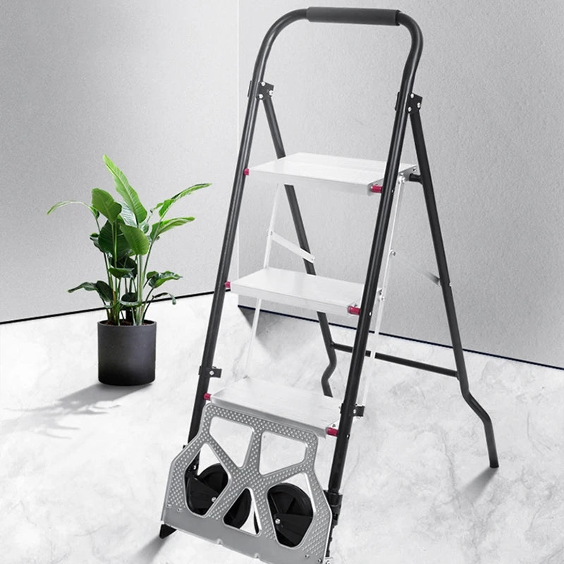 Multifunctional Folding Trolley Ladder Aluminum Alloy Car Ladder Dual Use