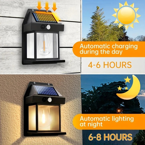 Solar Wall Lamp 3 Lighting Modes Waterproof Courtyard Garden Decoration Lantern