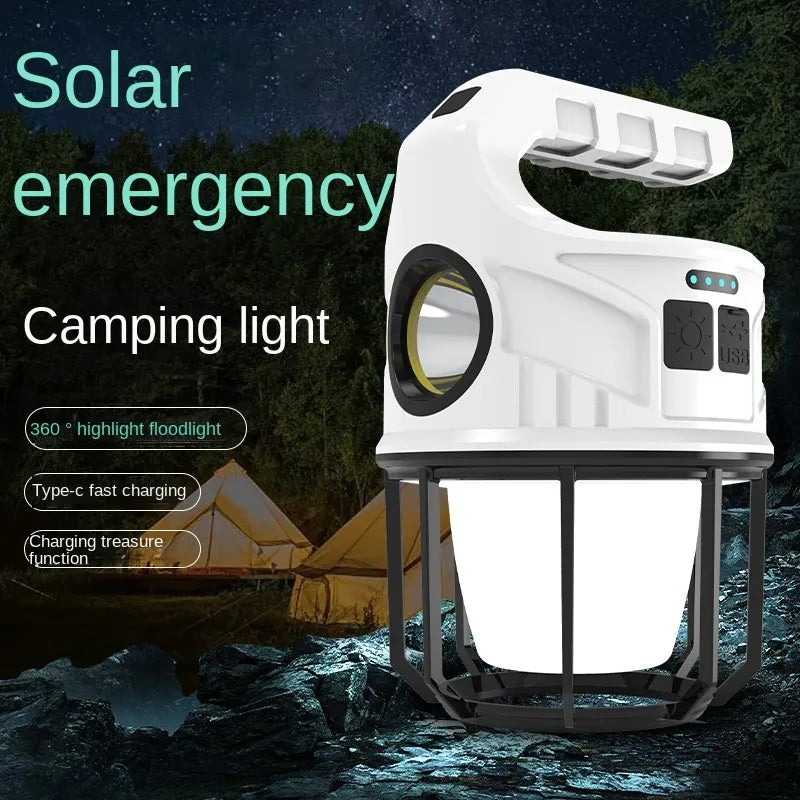 Solar Lights Power bank Camping Light Strong LED Flashlight