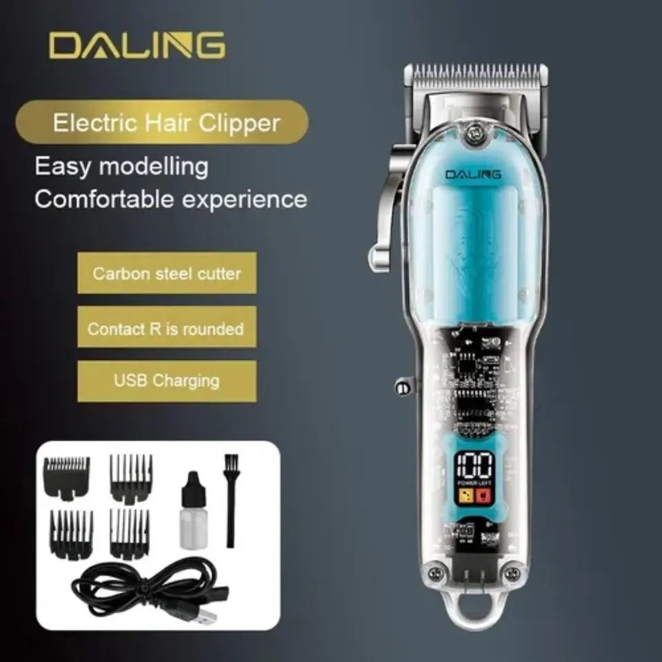 Daling DL-1539 Hair Clipper - Transparent Visible Professional Cordless Hair Clipper