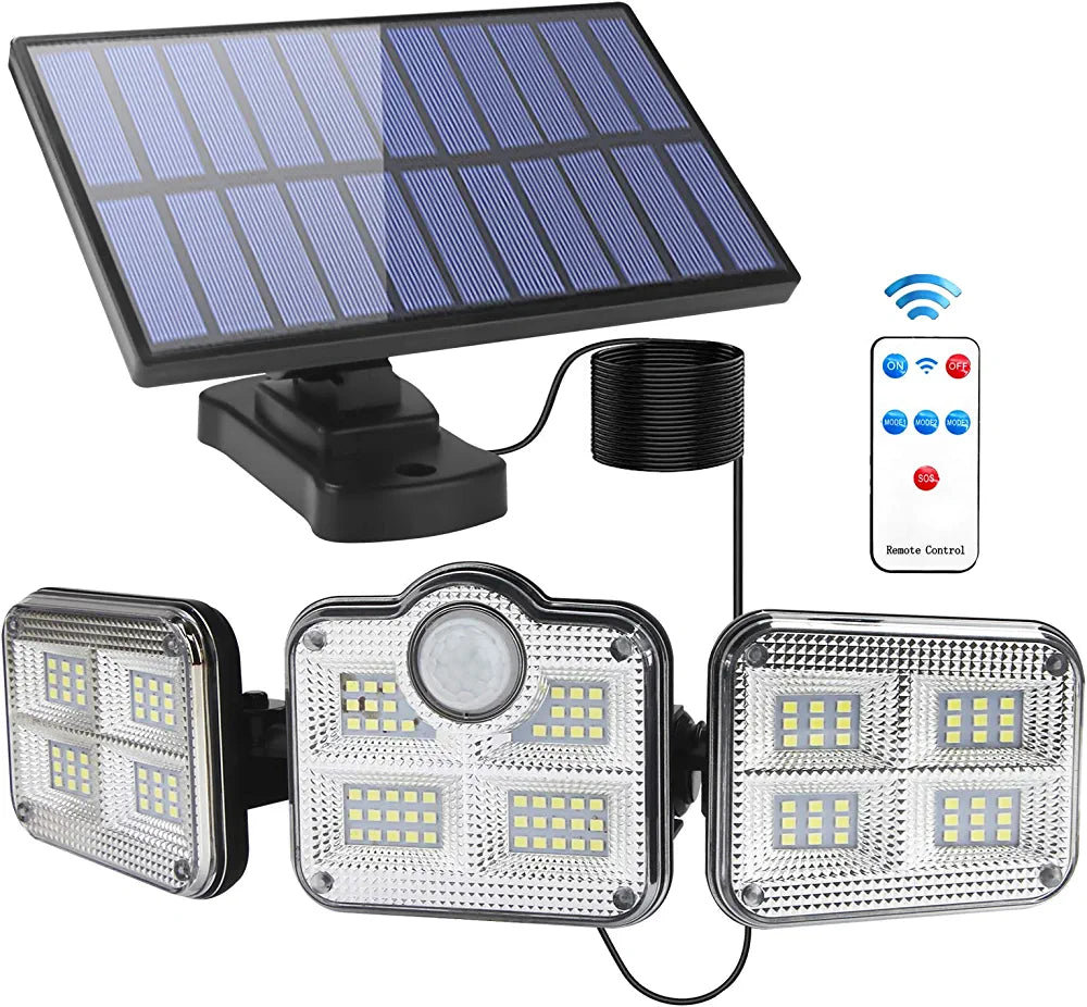 Portable Outdoor LED Solar Light - Three Head Spotlights Motion Sensor Water Proof Solar Lighting Wireless Lights