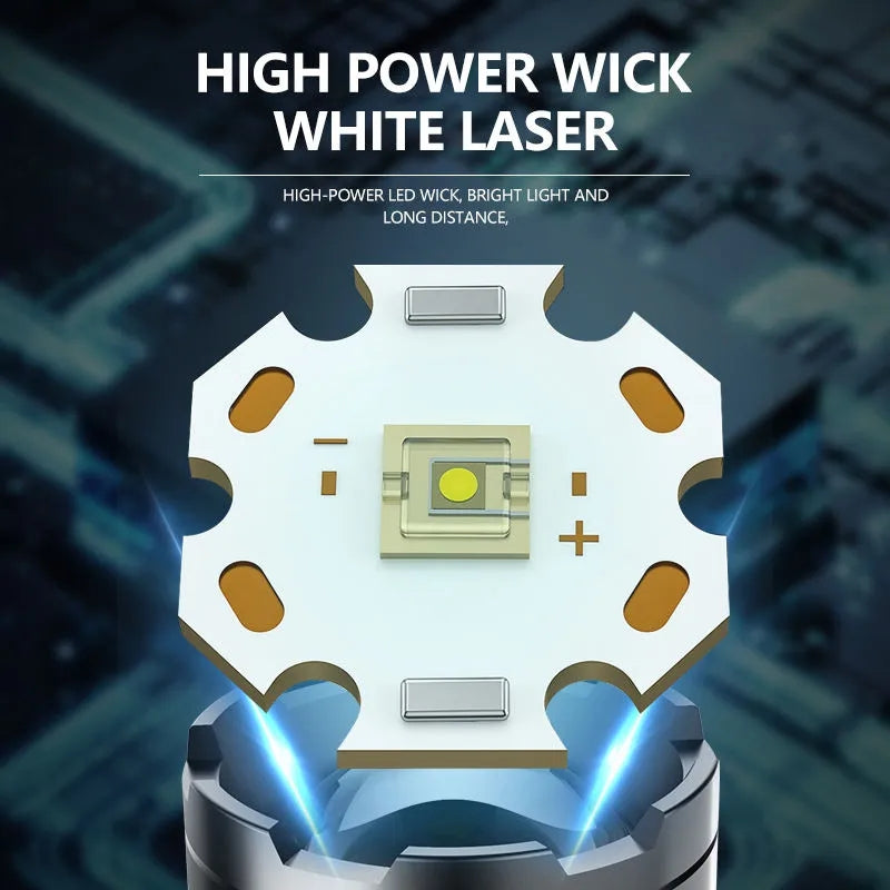 P90 Laser torch 8000 high lumens Power display Multifunction flashlights torch