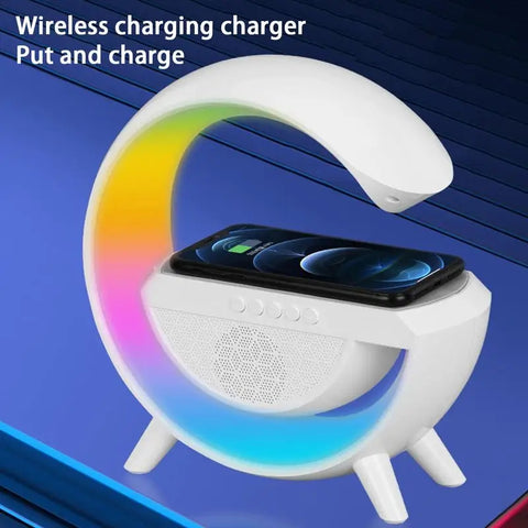 Led Wireless Charging Speaker Speaker Lights With Wireless Charging Mp3 Player With Night Light And Alarm Clock Multi-Color