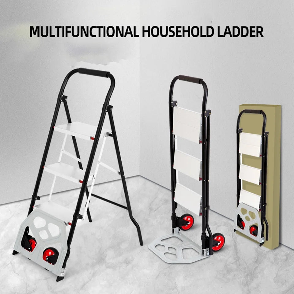 Multifunctional Folding Trolley Ladder Aluminum Alloy Car Ladder Dual Use