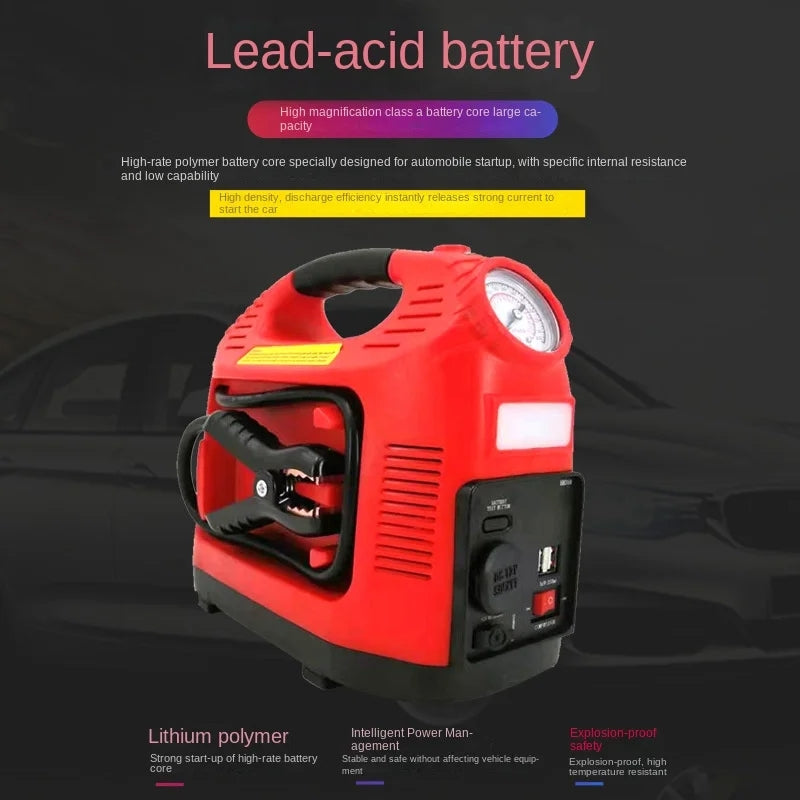 12V 300A Portable Car Jump Starter Power Bank Battery Booster Car Air Pump With USB Charger Led Light Tire Inflation