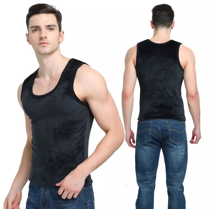 Winter Men's Thermal Undershirts Thicken Warm Men Vest With Velvet