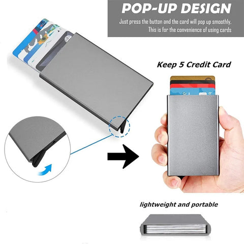 Automatic Stainless Steel Credit Card Holder | Rfid Wallet Metal Case