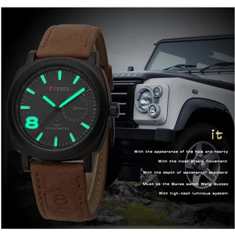 CURREN Leather Sports Watch Waterproof