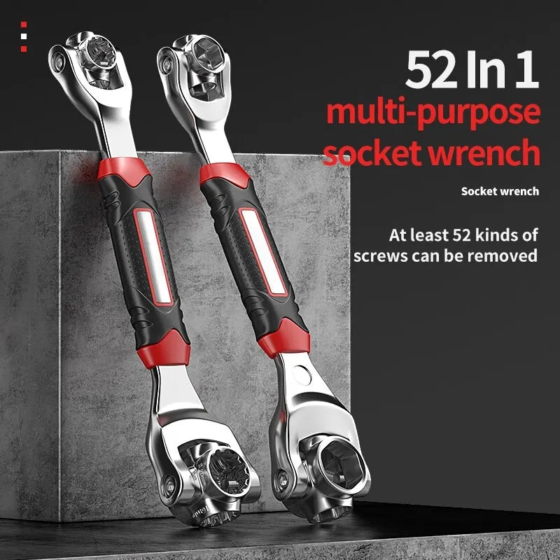 48 in 1 Tiger Wrench Socket Works with Spline Bolts Torx 360 Degree 6-Point Furniture Car Repair Universial Tools 25cm Hand Tool