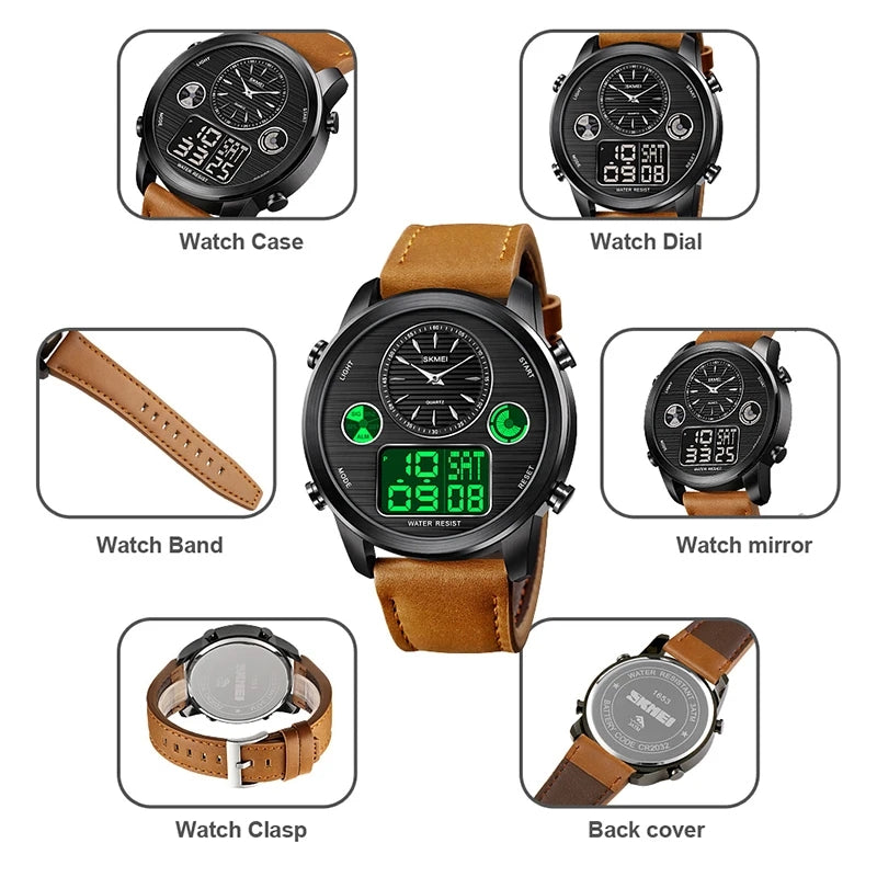 1653 Skmei Square Multifunctional Electronic Watch Silicone Strap