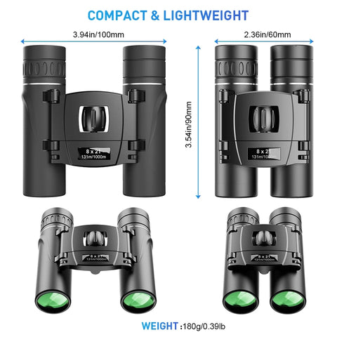 Bushnel 8x21 Compact Zoom Binoculars Long Range Folding HD Powerful Mini Telescope