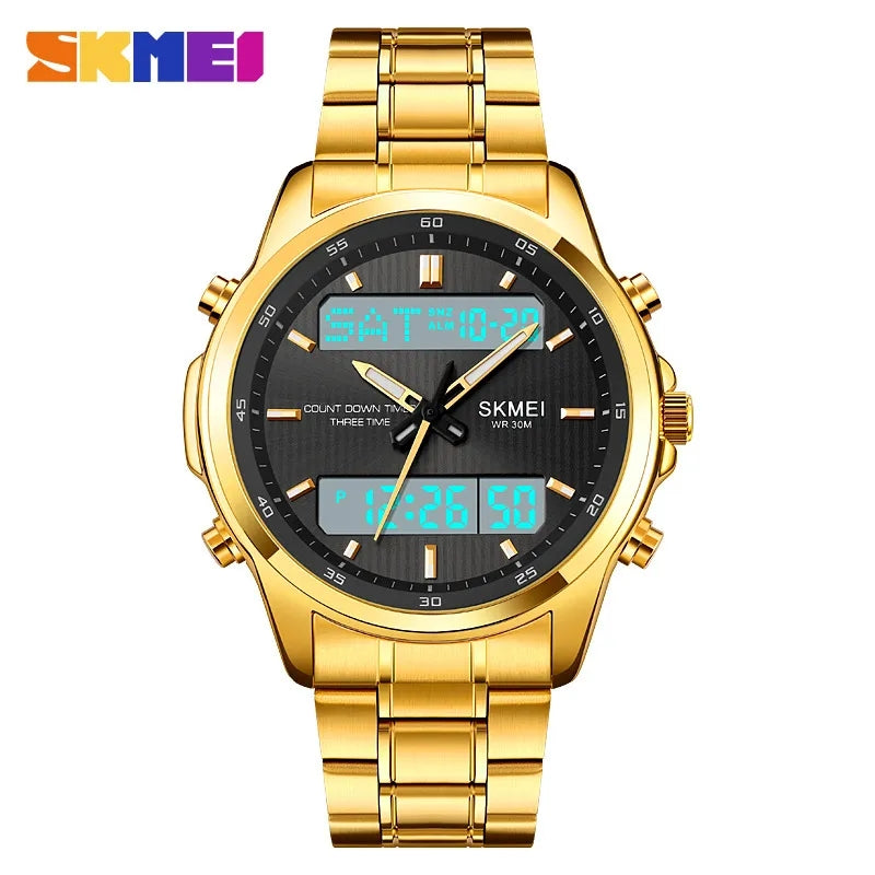 Fashion Luxury 3 Time Zone Digital Quartz Wristwatches