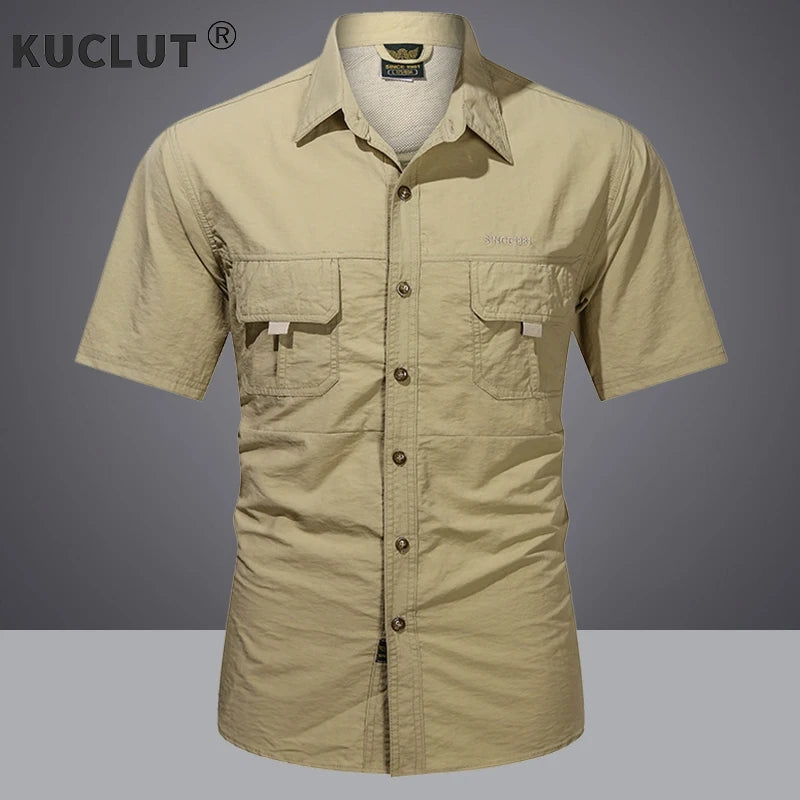 Men Outdoor Cargo Short Sleeve Shirt