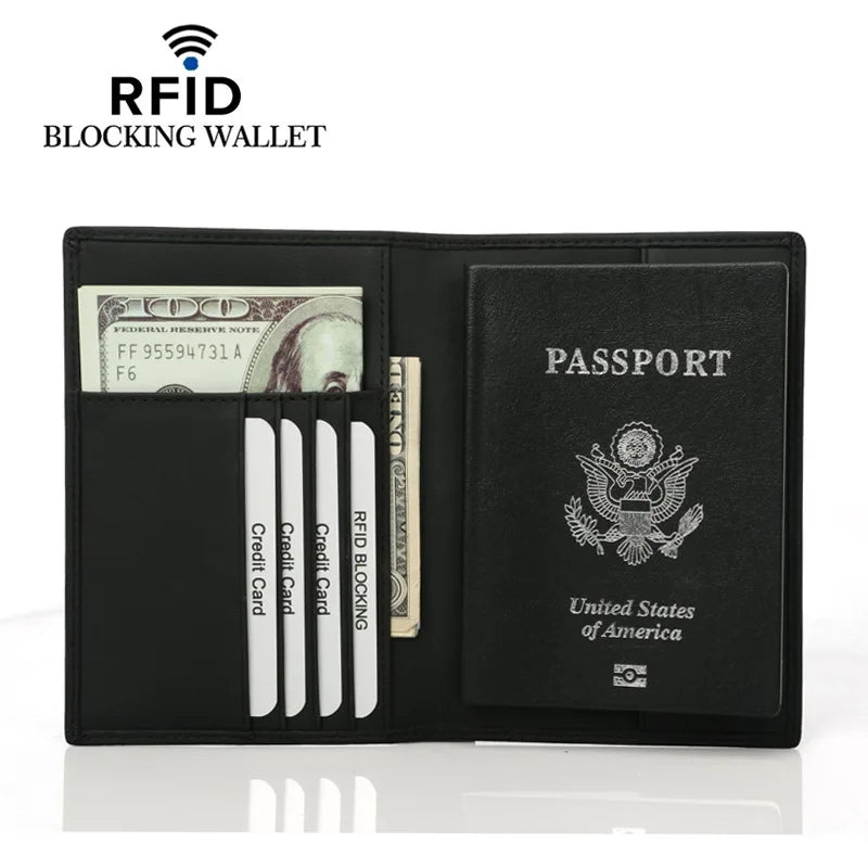 RFID Pu Leather Passport Cover Cards for Family Anti-theft Travel Passport Holder