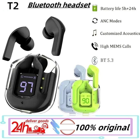 Air31 Wireless Earbuds Bluetooth 5.3,Transparent with Deep Bass