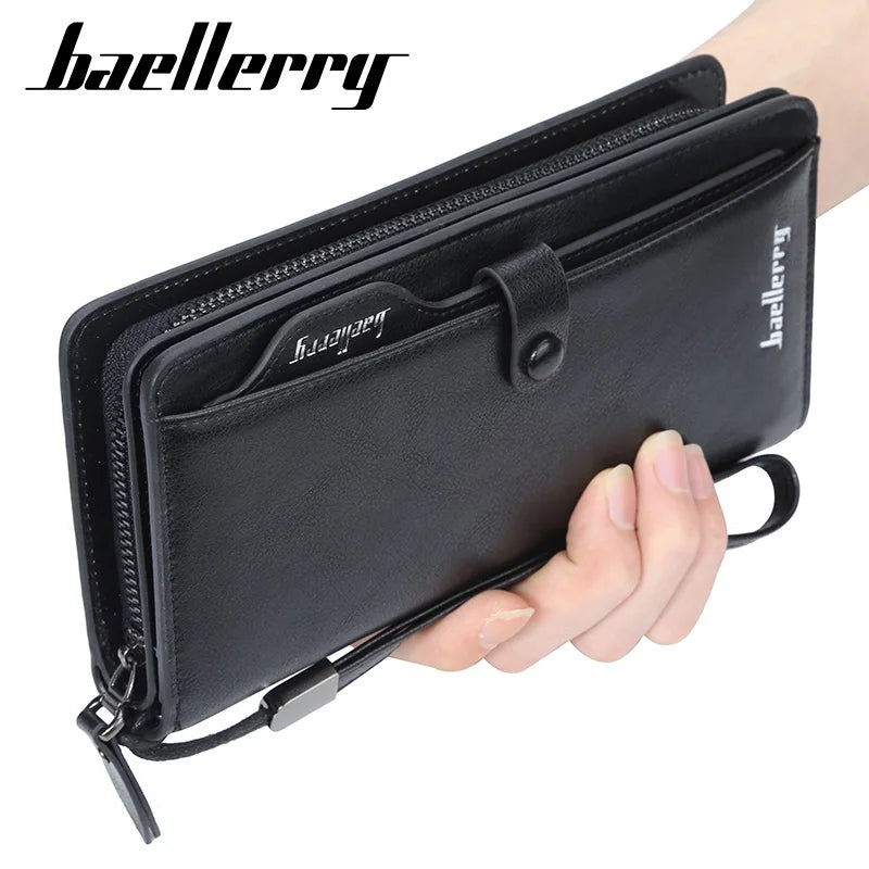 Baellery Leather Long Clutch Coin Pocket | Zipper Wallet