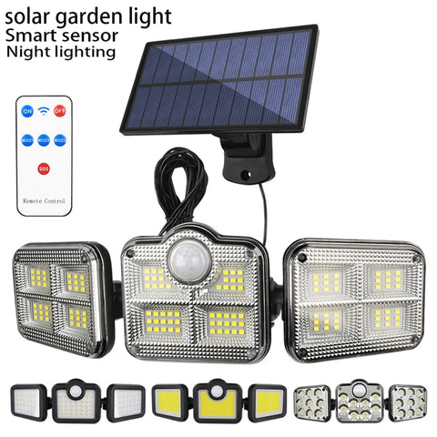 Portable Outdoor LED Solar Light - Three Head Spotlights Motion Sensor Water Proof Solar Lighting Wireless Lights