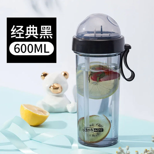 Multifunctional DIY Double Drinking Mouth Cup Double Straw Cup