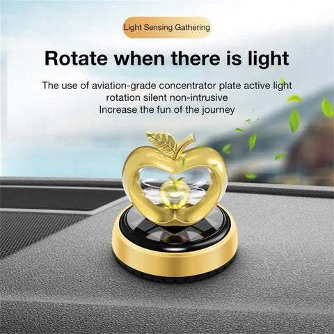 Solar Energy Power Rotary Apple Car Aromatherapy Air Freshener Fragrance Diffuser Auto Center Console Dashboard Ornament