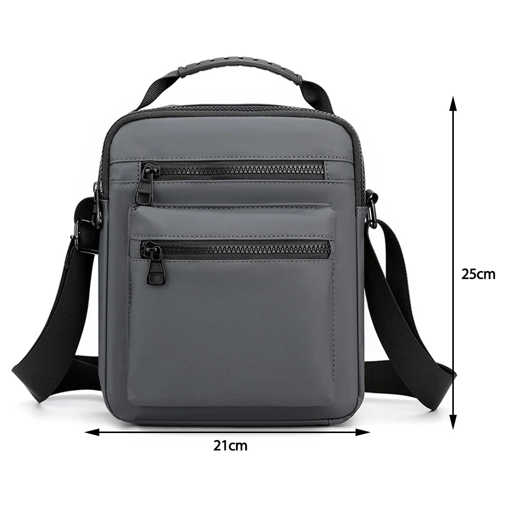 Casual Side Bags for Men Waterproof Nylon Small Handbag Multi Pocket Zipper Adjustable Strap for Travel Work for Running Sports