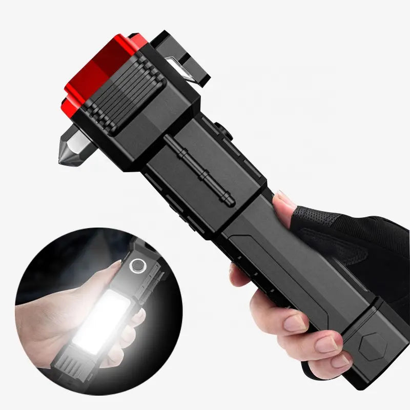 Multifunctional Rechargeable Safety Hammer Magnetic Bright Flashlight