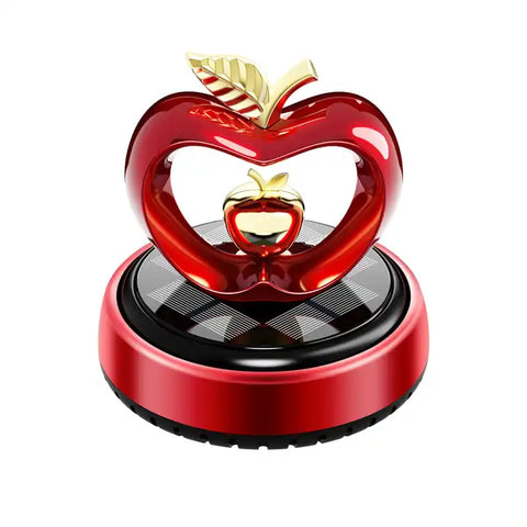Solar Energy Power Rotary Apple Car Aromatherapy Air Freshener Fragrance Diffuser Auto Center Console Dashboard Ornament