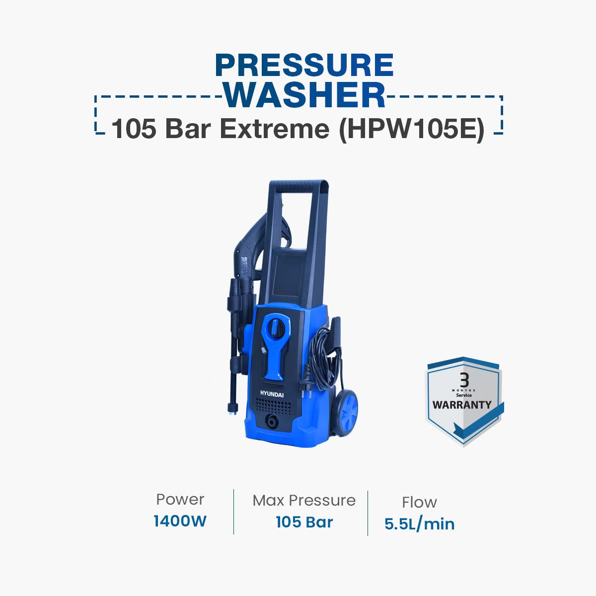 Hyundai Pressure Washer 105 Bar Extreme (HPW105E) Car Washer